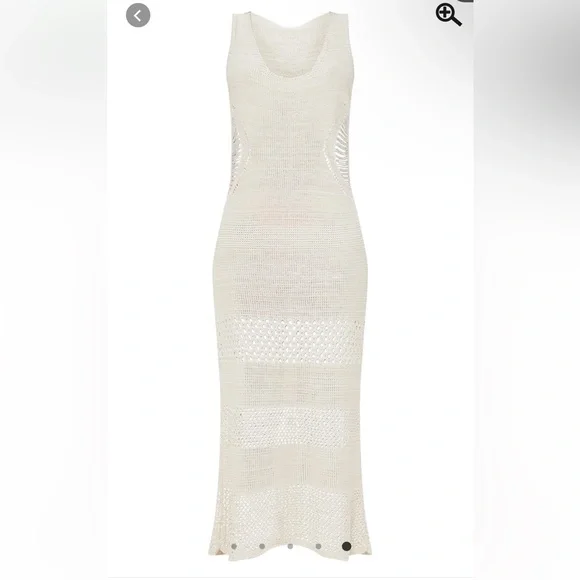 Tall Cream Crochet Plunged Maxi Dress. - Picture 3 of 6